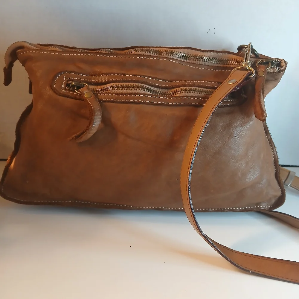 Costanza Rota Brown Woven Italian Leather Messenger Crossbody Bag